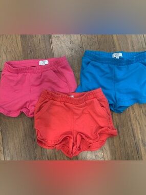 Crown & Ivy Kids Girls' Pink, Red & Blue Cotton Knit Shorts - 3 Pack